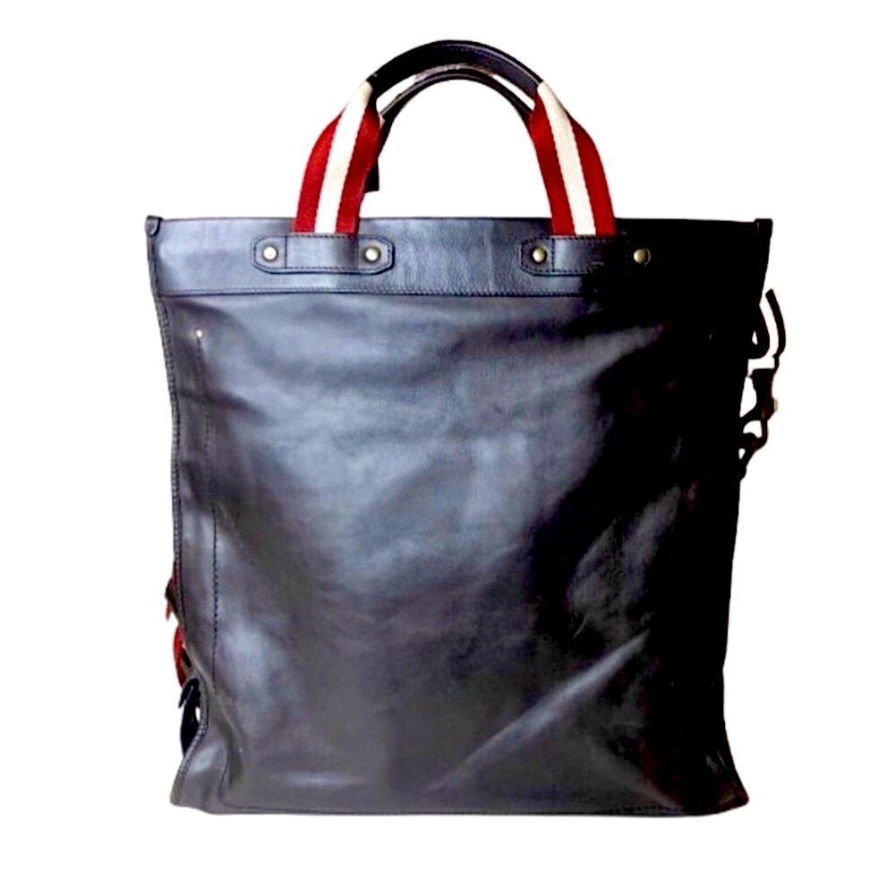 BALLY Brown Leather Trainspotting Work Bag Red Stripe Adjustable Shoulder Strap - Picture 2 of 16